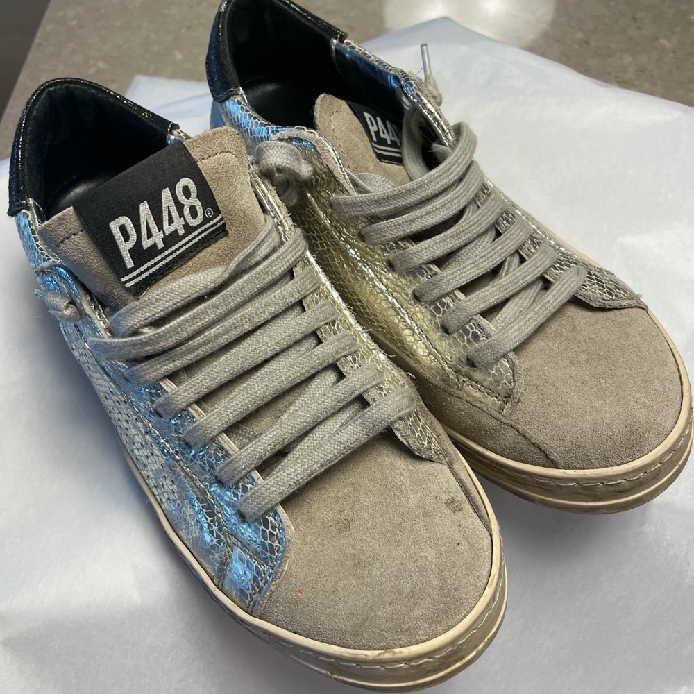 P448 suede and silver sneakers